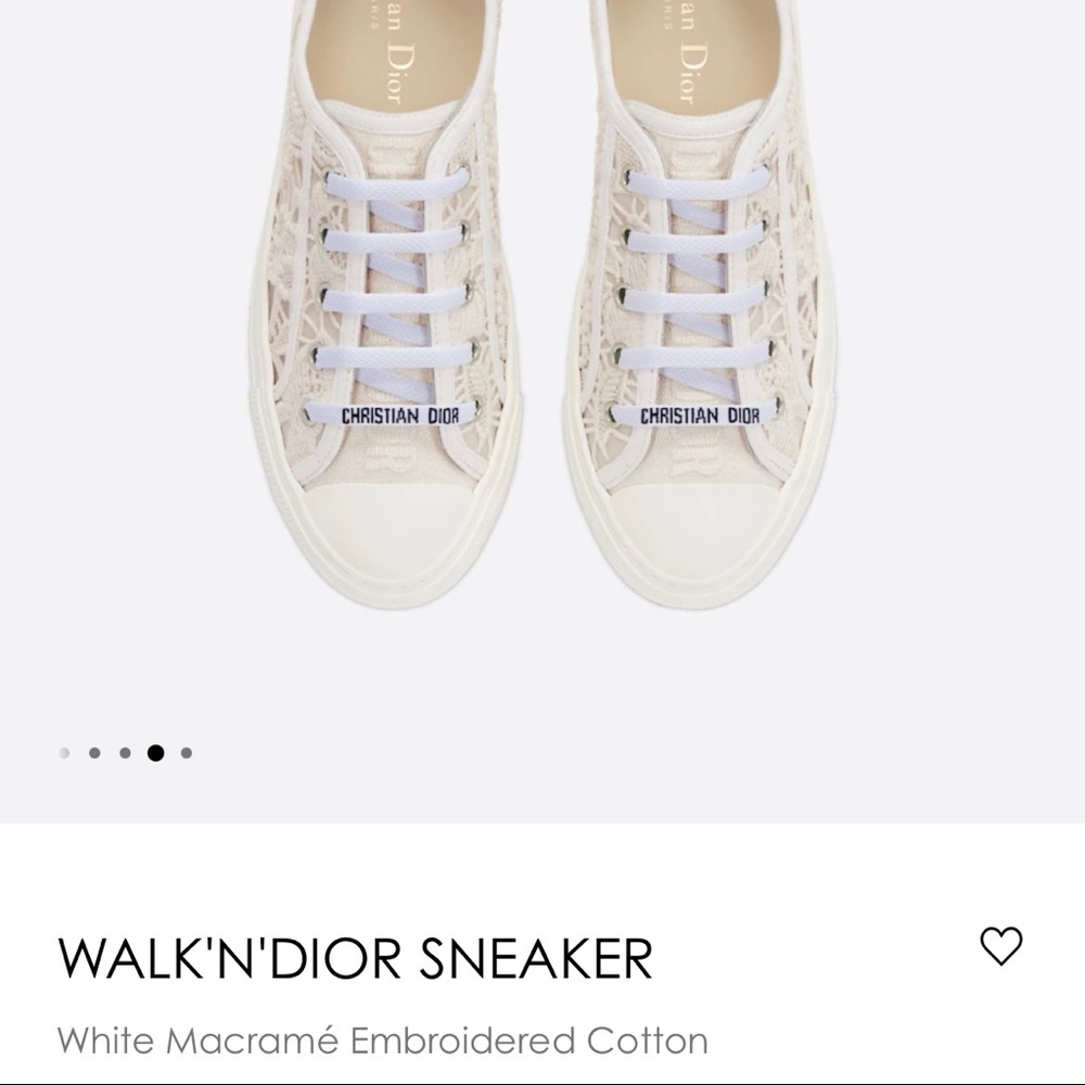 Walk’N’Dior Sneaker White Macramé Embroidered Cotton. Size 42. - Picture 3 of 7